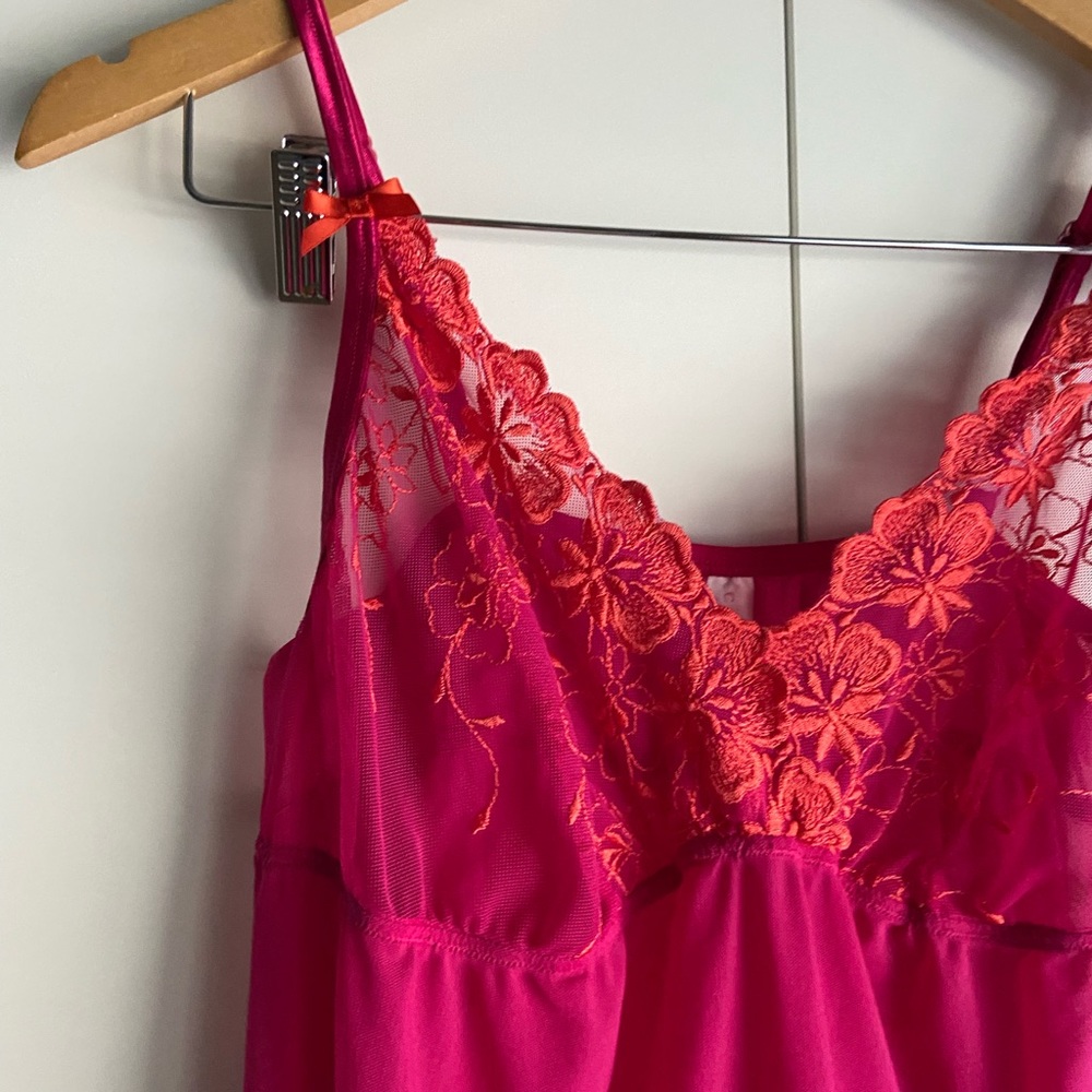 FLORAL LACED NEON PINK & ORANGE LINGERIE CAMISOLE TOP